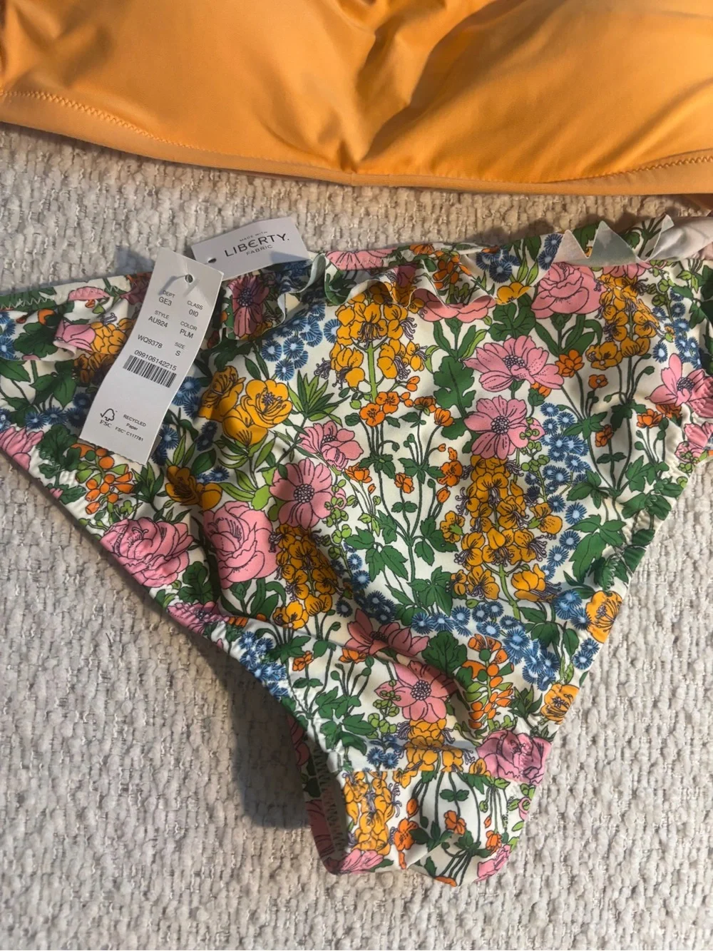NWT J. Crew Yellow Bandeau with Floral Tie-Side Bikini Bottoms - Picture 5 of 8